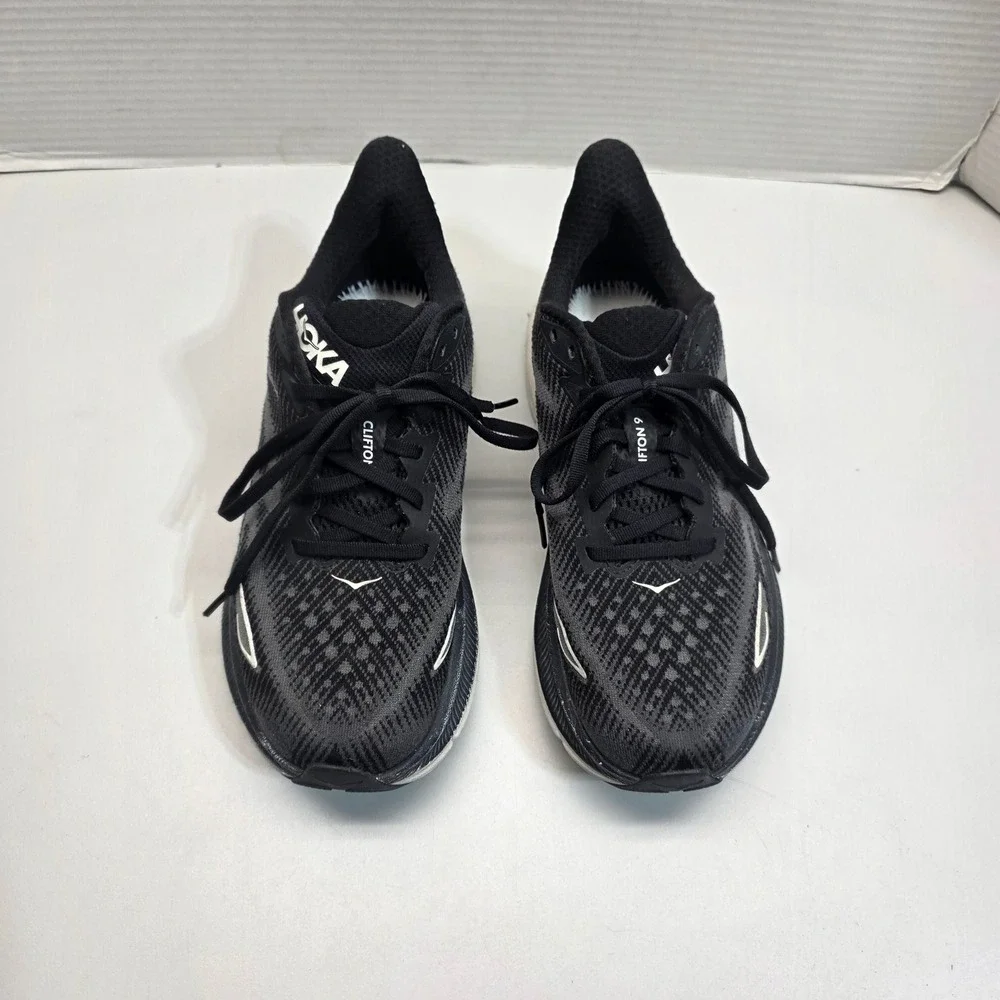 Hoka Clifton 9 Mens Black White Running Shoes Sneakers‎ 1127895 BWHT Size 7D